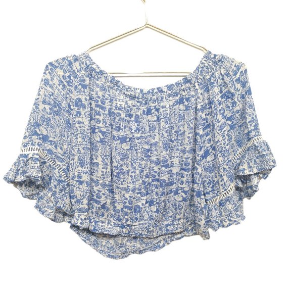 Eye of the Needle Paisley Ruffle Crop Top - Size S - Picture 1 of 9